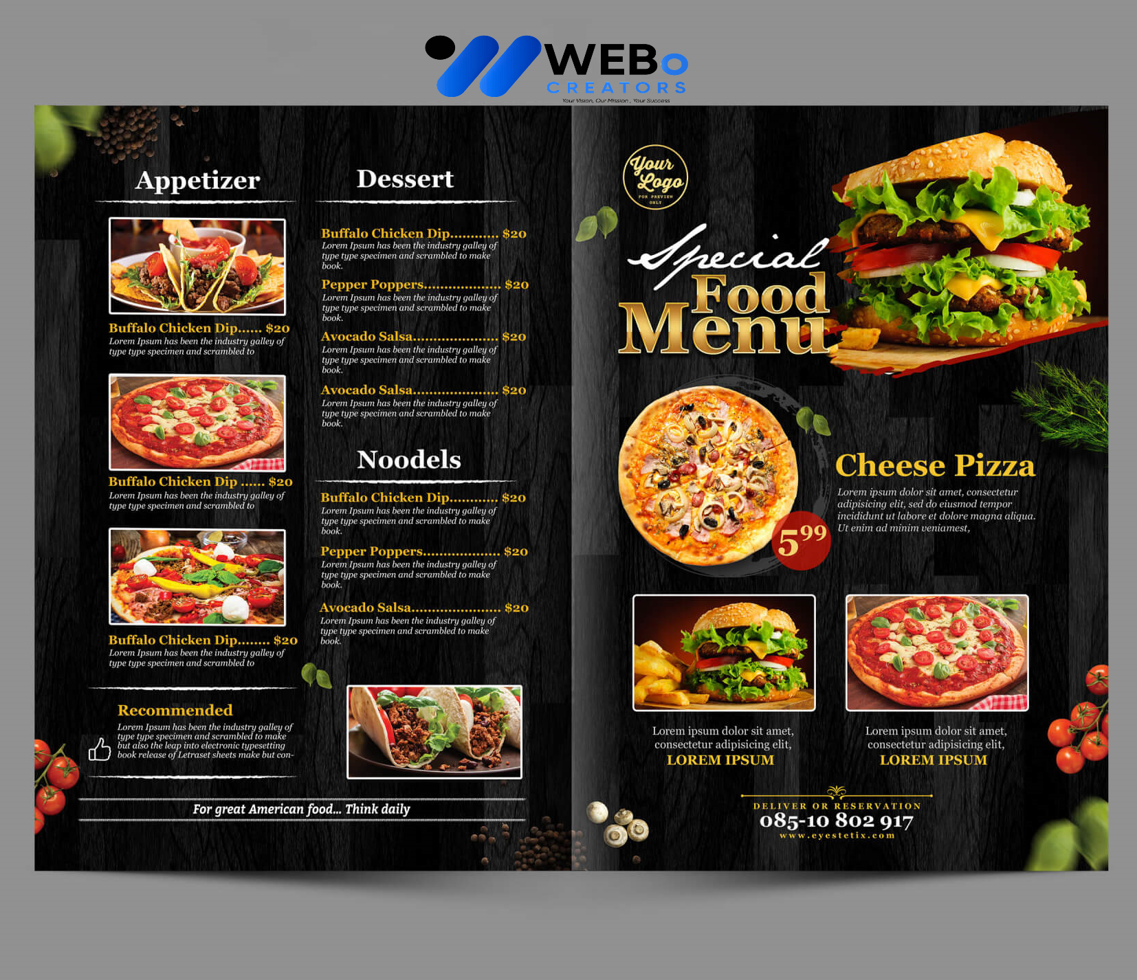 Modern restaurant menu design Dallas TX 2026 café menu layout food branding design services
